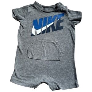 Nike Infant Gray Shorts Romper with Blue Logo size 3M
